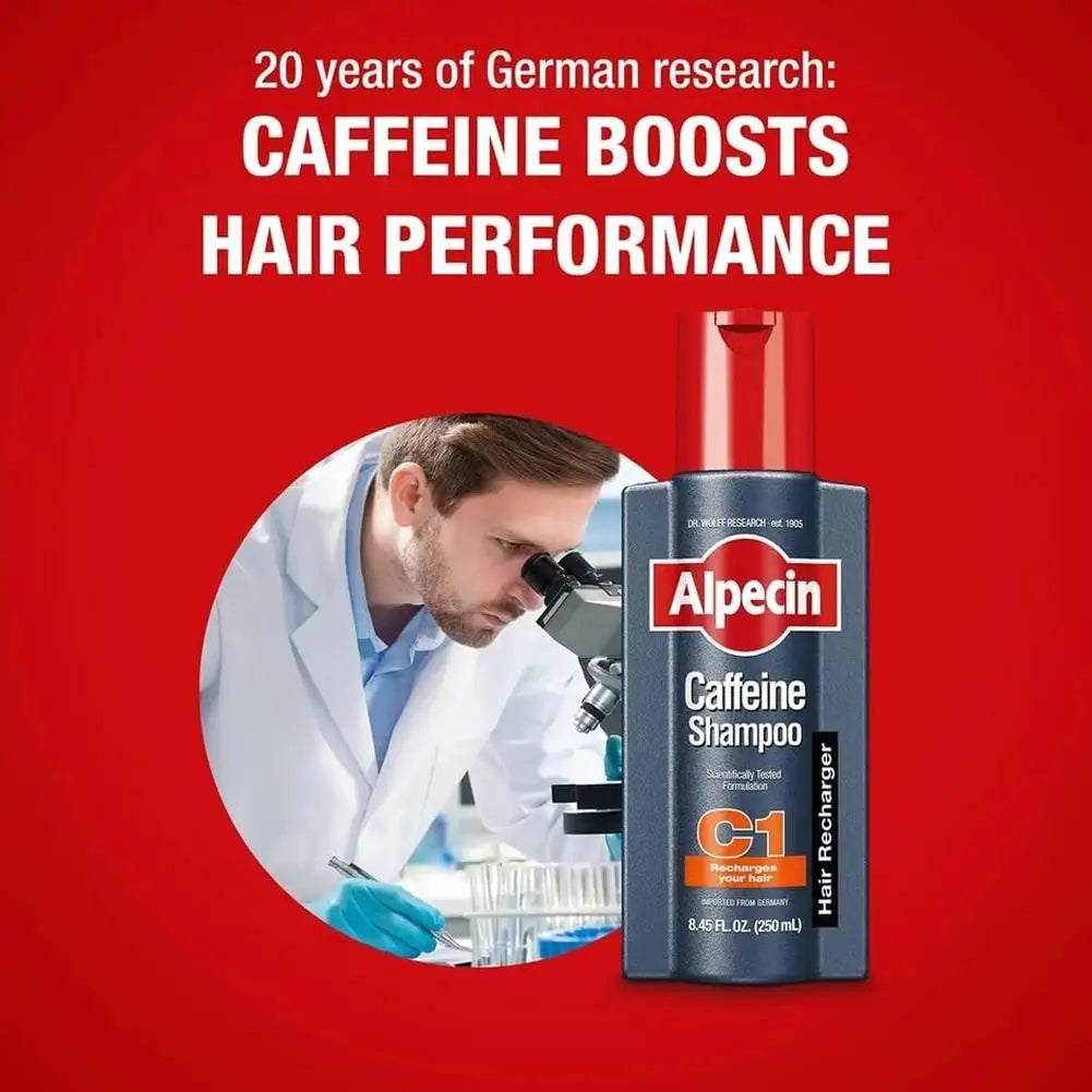 Champú Alpecin C1 con Cafeína de Alemania, Anticaída, Control de Grasa, Elimina la Caspa, Limpia Profundamente los Folículos Pilosos, Repara el Cabello