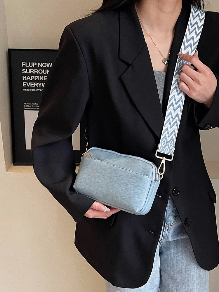 Bolso cruzado vegano elegante para mujer, bolso de hombro de PU minimalista y a la moda, compacto, espacioso, apto para teléfono