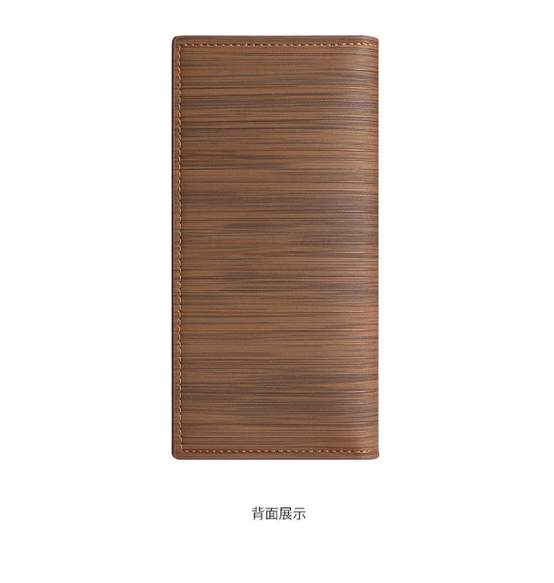 Nueva cartera larga estilo libro de cheques de Color café para hombre de gran capacidad PU Retro largo para hombres con ranuras para tarjetas con ventana de identificación
