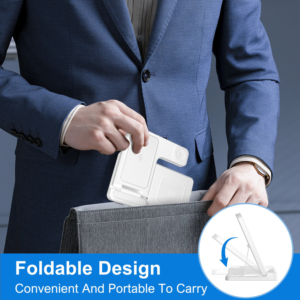 Soporte de cargador inalámbrico magnético 3 en 1, estación de carga rápida de 15W, múltiples dispositivos para iPhone 15 14 13 8 Apple Watch Airpods