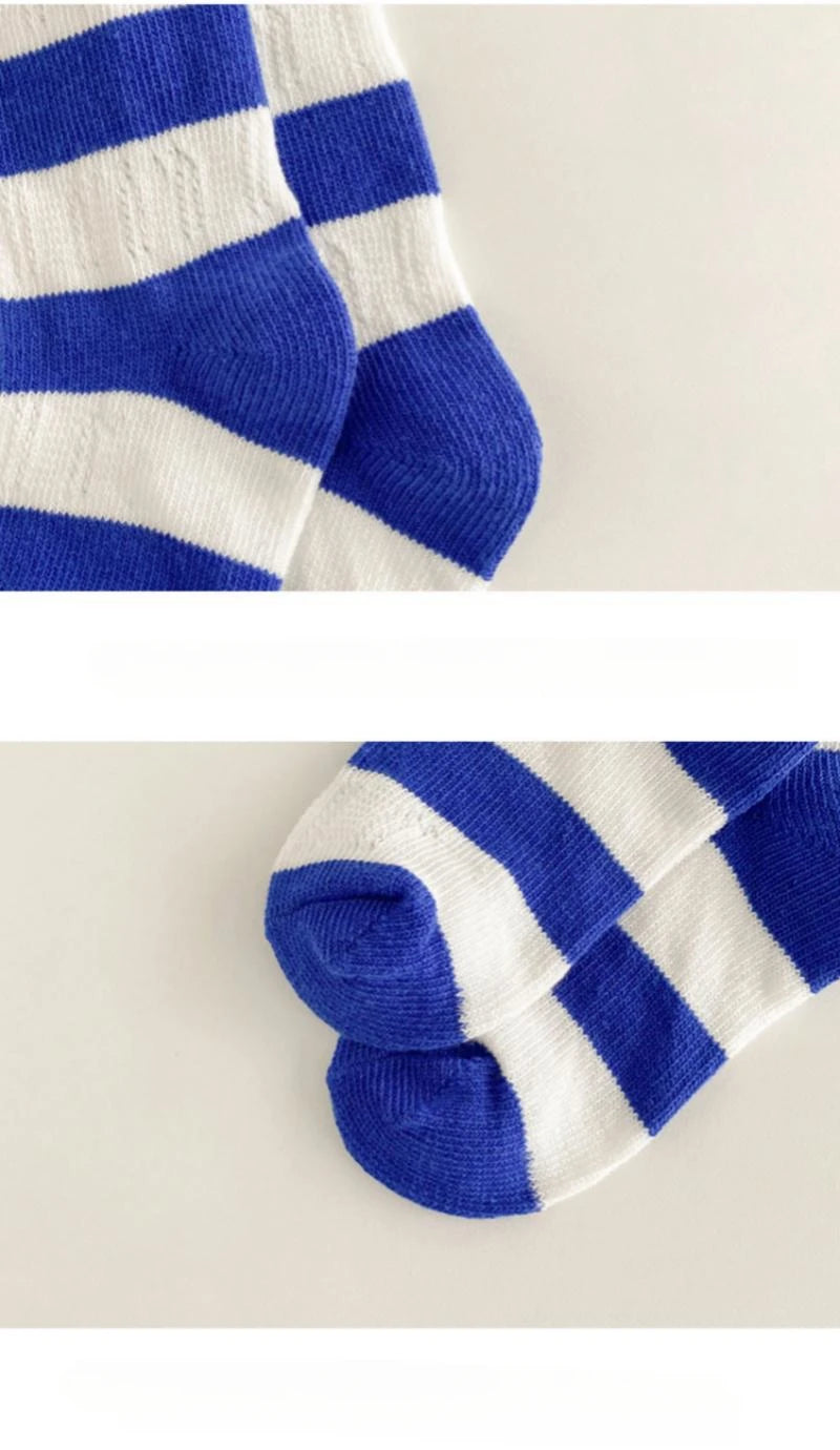 Horetong, 3 par/lote, calcetines de verano para niños de 1 a 12 años, calcetines de algodón a la moda para bebés, calcetines transpirables a rayas con contraste de colores