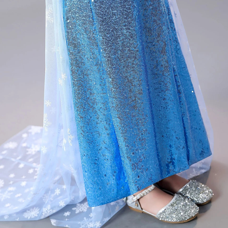 Vestido de Elsa para niñas, disfraz de Reina de la nieve, vestido de princesa para niños, Cosplay, fiesta de cumpleaños, ropa para niños, trajes de Carnaval y Pascua