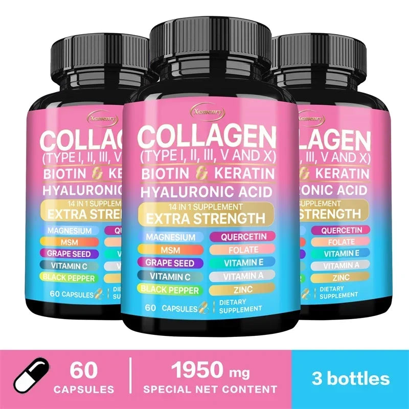 Suplemento de colágeno: apoya el cuidado de la piel, las uñas, el cabello, los antioxidantes y el sistema inmunológico
