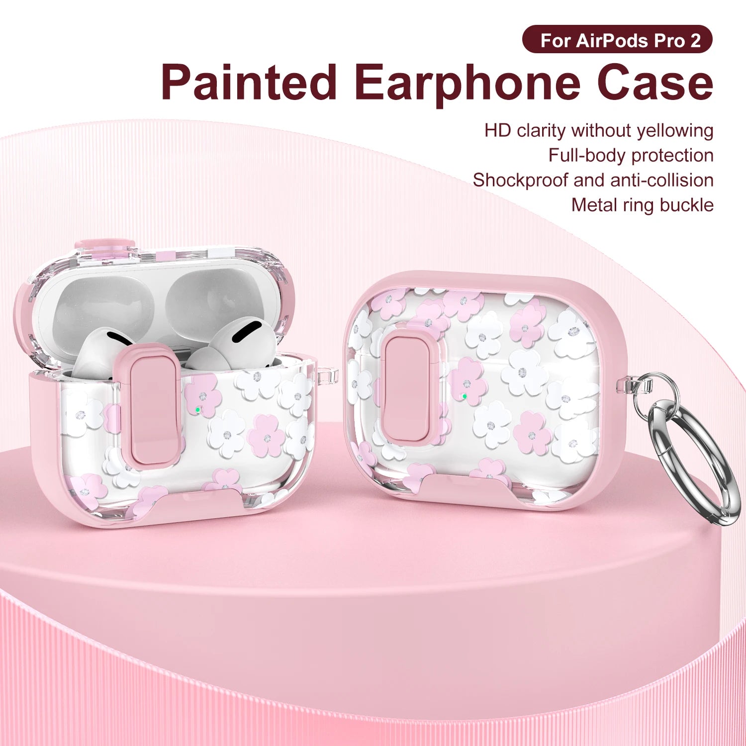 Funda transparente de cristal para auriculares Bluetooth inalámbricos para Airpods 4 Pro 2 3 2 y funda de TPU transparente cubierta de caja de bloqueo de interruptor con gancho