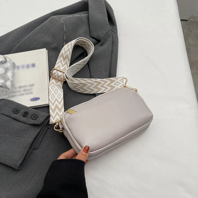 Bolso cruzado vegano elegante para mujer, bolso de hombro de PU minimalista y a la moda, compacto, espacioso, apto para teléfono