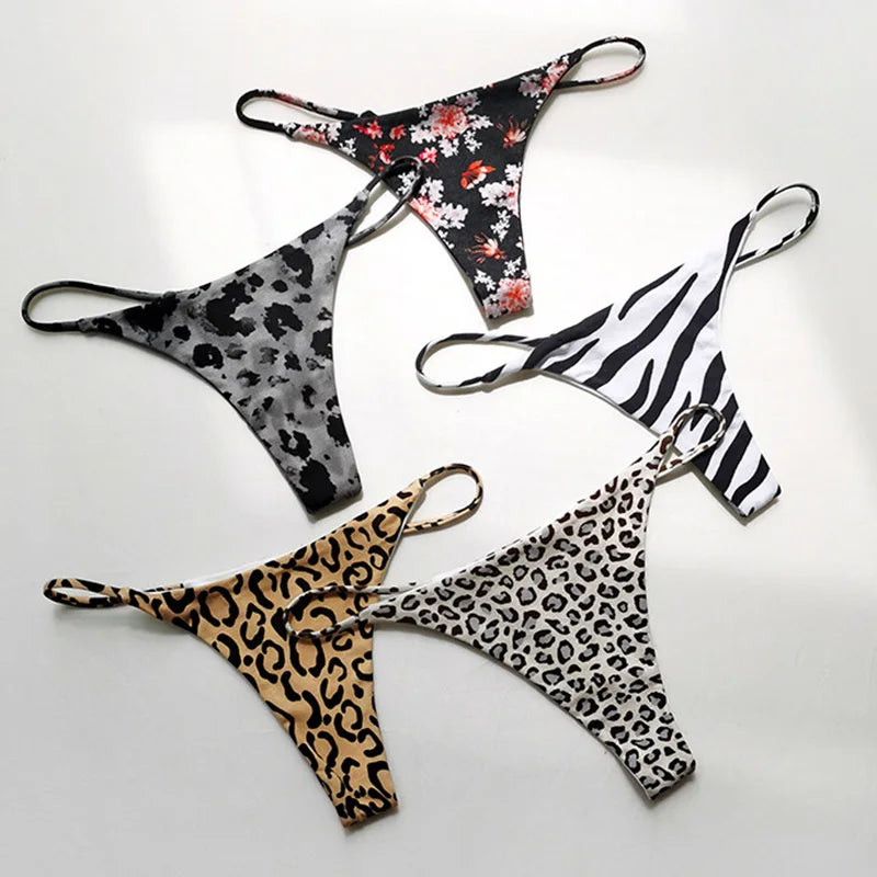 Bragas de algodón con estampado de leopardo para mujer, bragas sexis, Tanga de cintura baja, Bikini con espalda en T, ropa interior sin costuras, lencería femenina, talla S-XXL