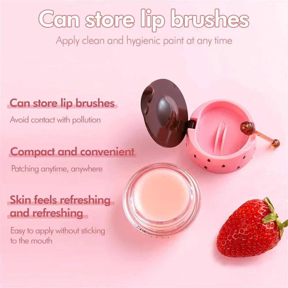 Mascarilla para dormir de labios, 5,5g, mantenimiento del sueño nocturno, brillo de labios hidratante, crema blanqueadora, cuidado nutritivo de los labios, miel de fresa
