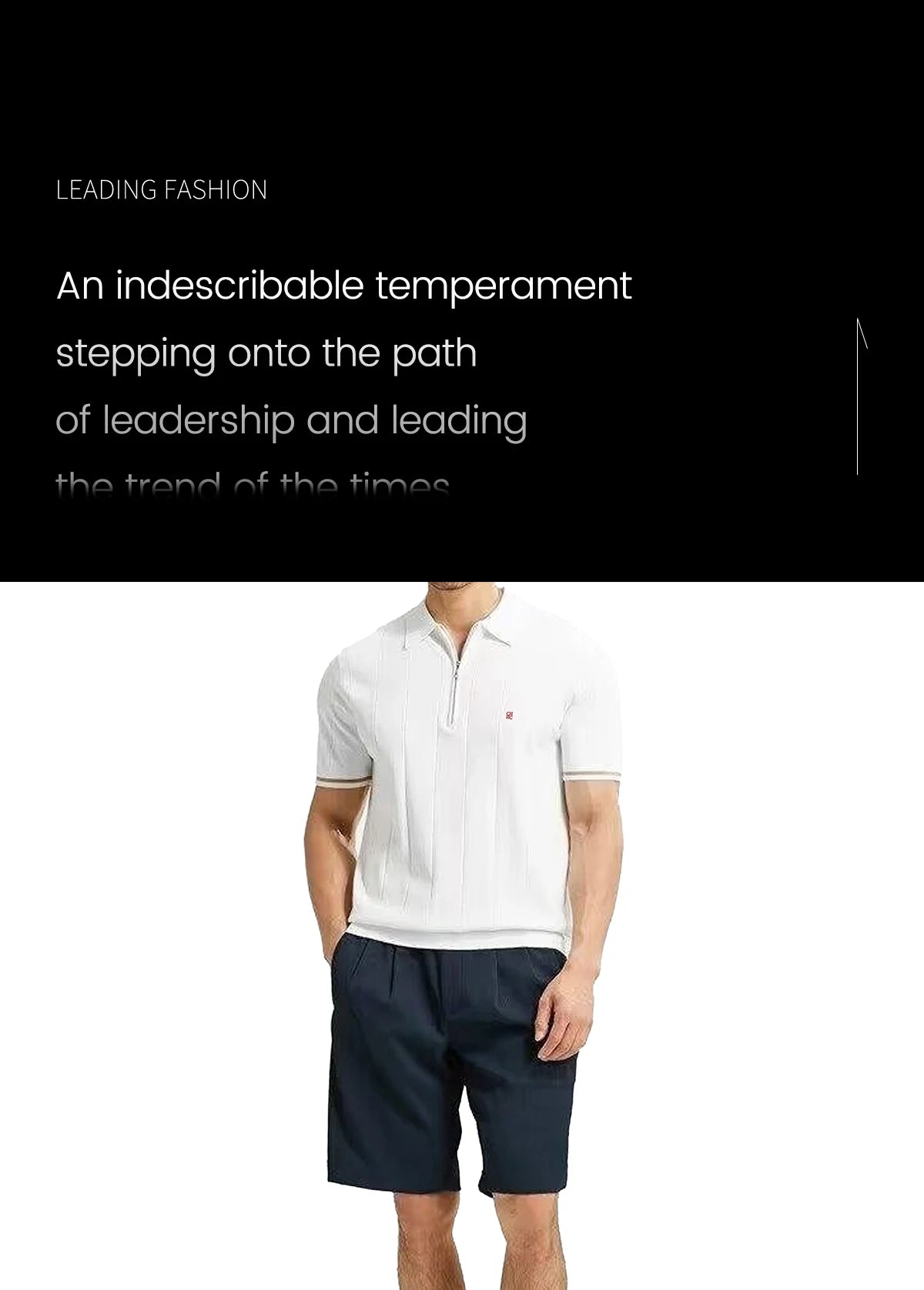 Camiseta Polo de Punto para Hombre CH, con Media Cremallera, Cuello Solapa, Manga Corta, Color Sólido, Casual, de Negocios, Transpirable, para Verano