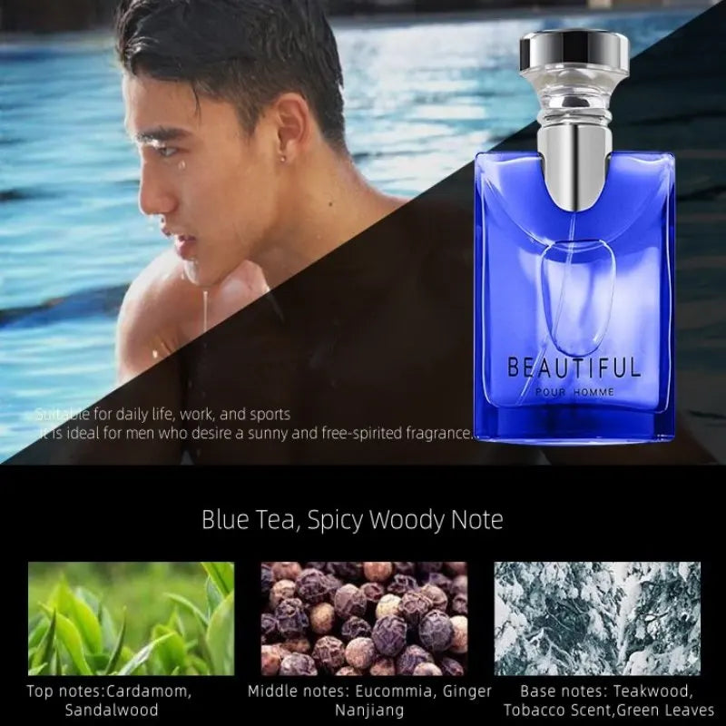 Fascination-Perfume para Hombre, 100ml, fragancia de Colonia de larga duración, aroma de té, feromonas para Hombre, fragancia Original en aerosol, Parfum para Hombre