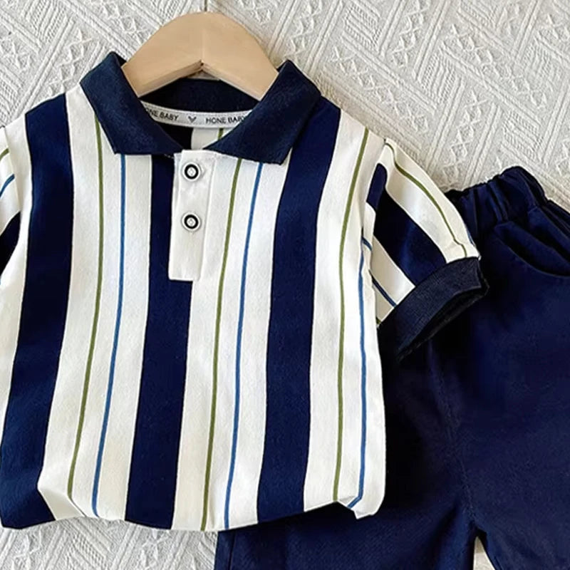Ropa para niños, ropa para madres y niños, conjuntos para niños, camiseta, pantalones cortos, traje de moda de manga corta de algodón de verano, 2 uds.