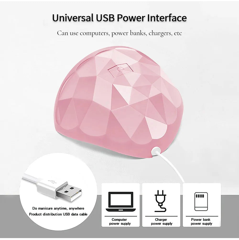 Lámpara LED para secador de uñas, 18 cuentas de lámpara UV para secado de esmalte de Gel, carga USB, equipo de manicura profesional