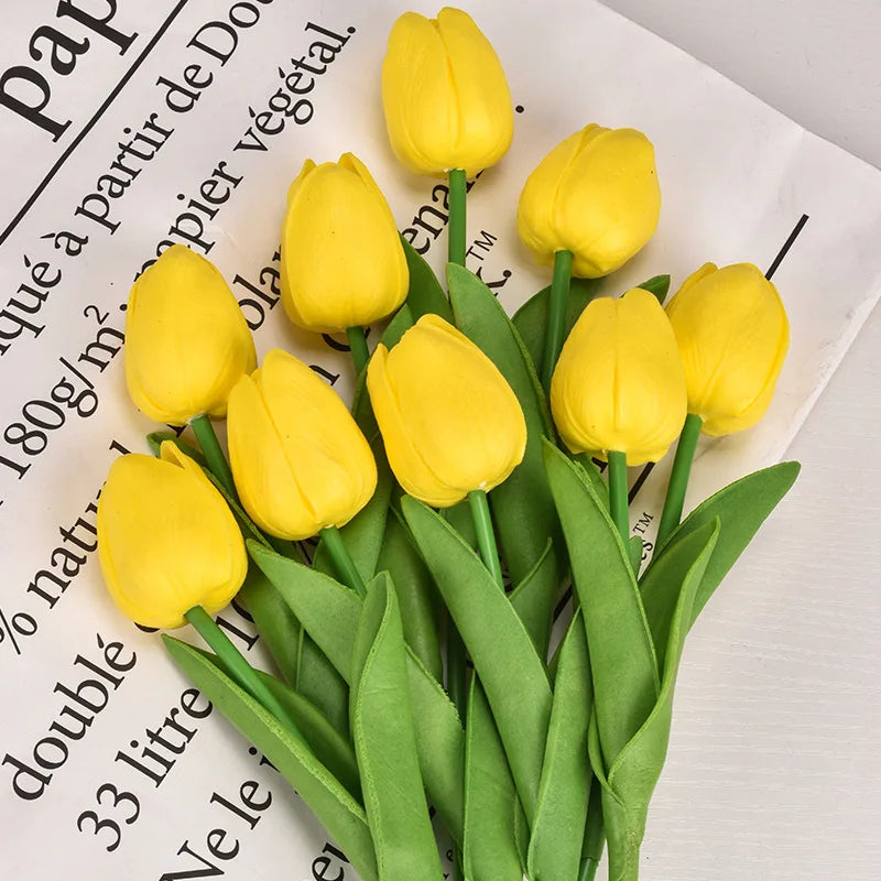3/5/10/15/20 piezas tulipanes flores artificiales ramo de flores de tacto Real tulipanes flor falsa para decoración del hogar de la boda