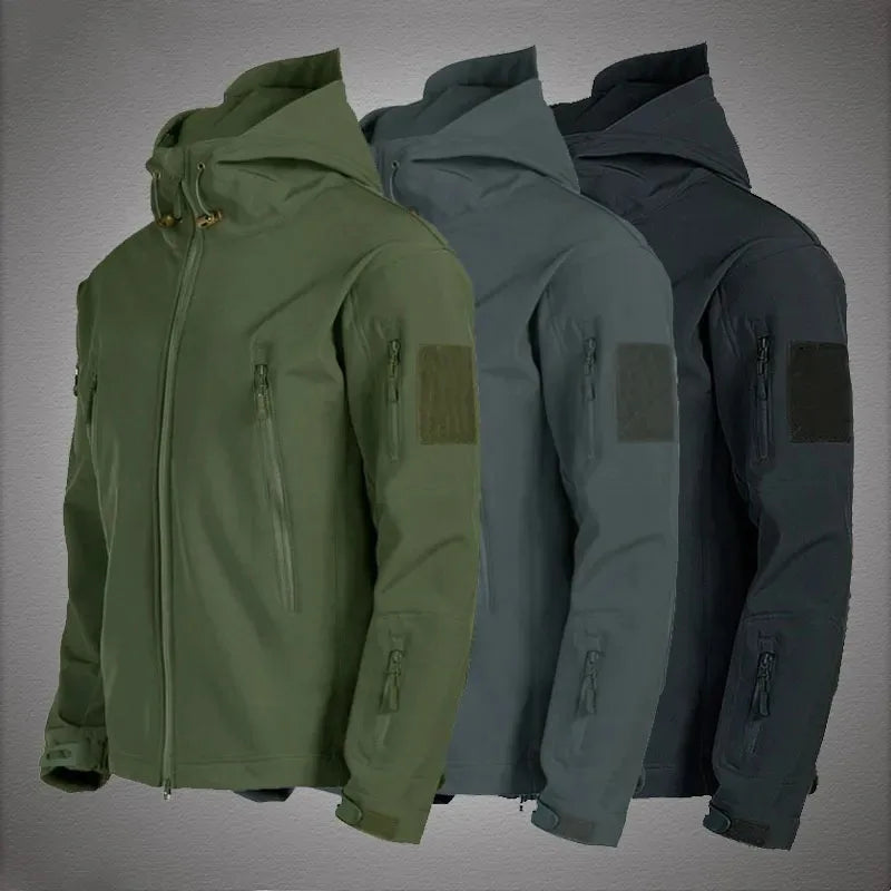 Chaqueta de Piel de Tiburón a la Moda 2024, Chaqueta Táctica Impermeable y Cortavientos para Hombre, Chaqueta con Capucha
