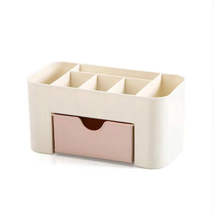 Caja organizadora de maquillaje con cajón, hisopo de algodón, estuche de almacenamiento para lápiz labial, soporte para brochas, plástico Acrílico