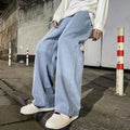 Ropa de calle de estilo coreano, nueva moda, pantalones vaqueros informales holgados para hombre, pantalones vaqueros Harajuku de calle alta, pantalones de marca para hombre, negro, gris y azul