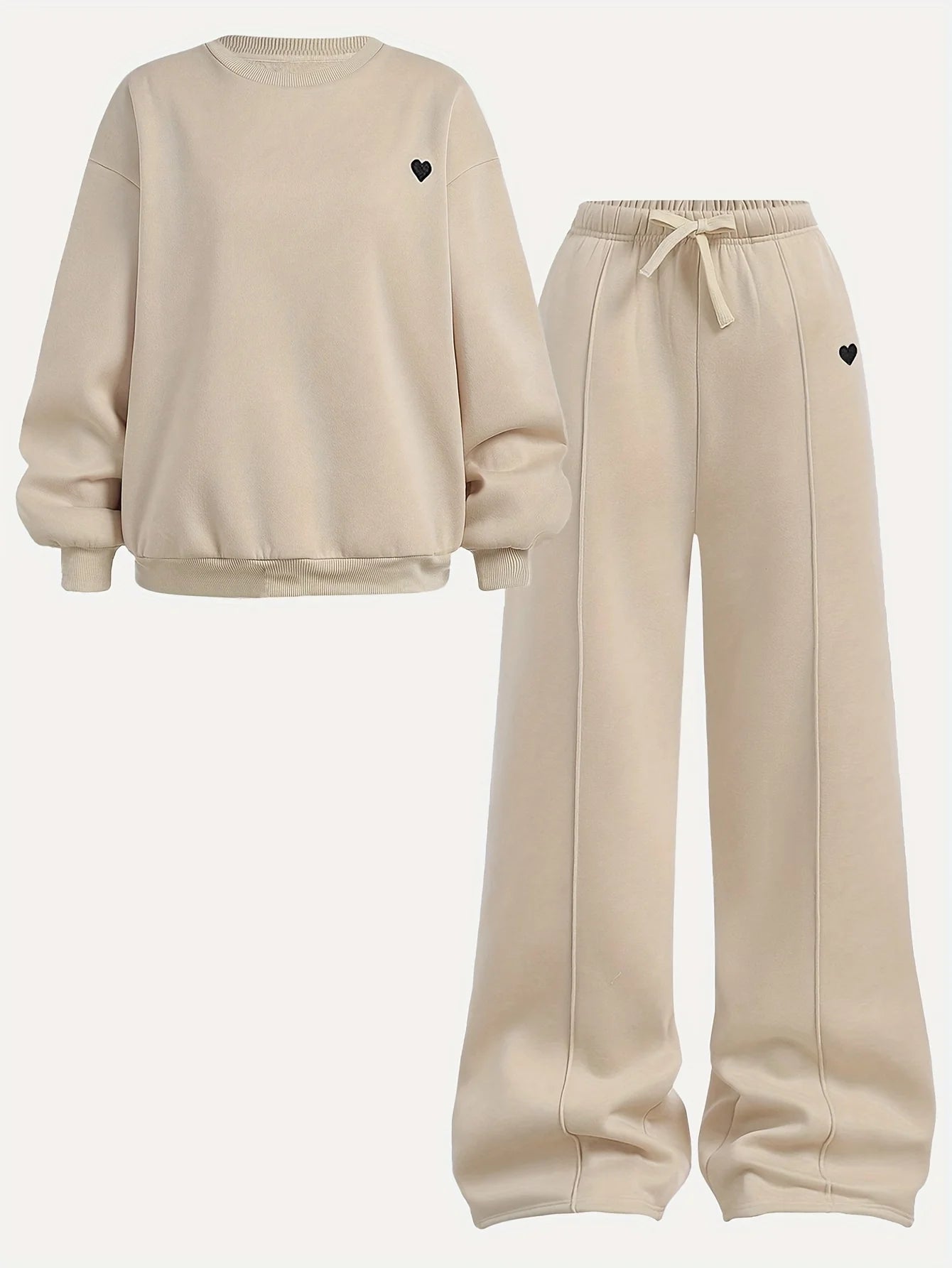 Ropa infantil para niñas, conjunto de traje de otoño, jersey de cuello redondo y pantalones de pierna ancha para niñas, sudadera de cuello redondo y pantalones de chándal deportivos, conjunto de dos piezas, ropa elegante