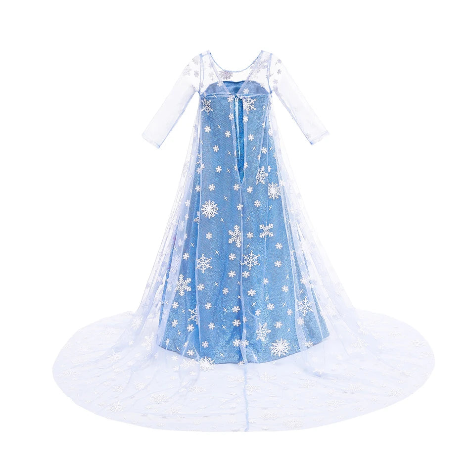 Vestido de Elsa para niñas, disfraz de Reina de la nieve, vestido de princesa para niños, Cosplay, fiesta de cumpleaños, ropa para niños, trajes de Carnaval y Pascua