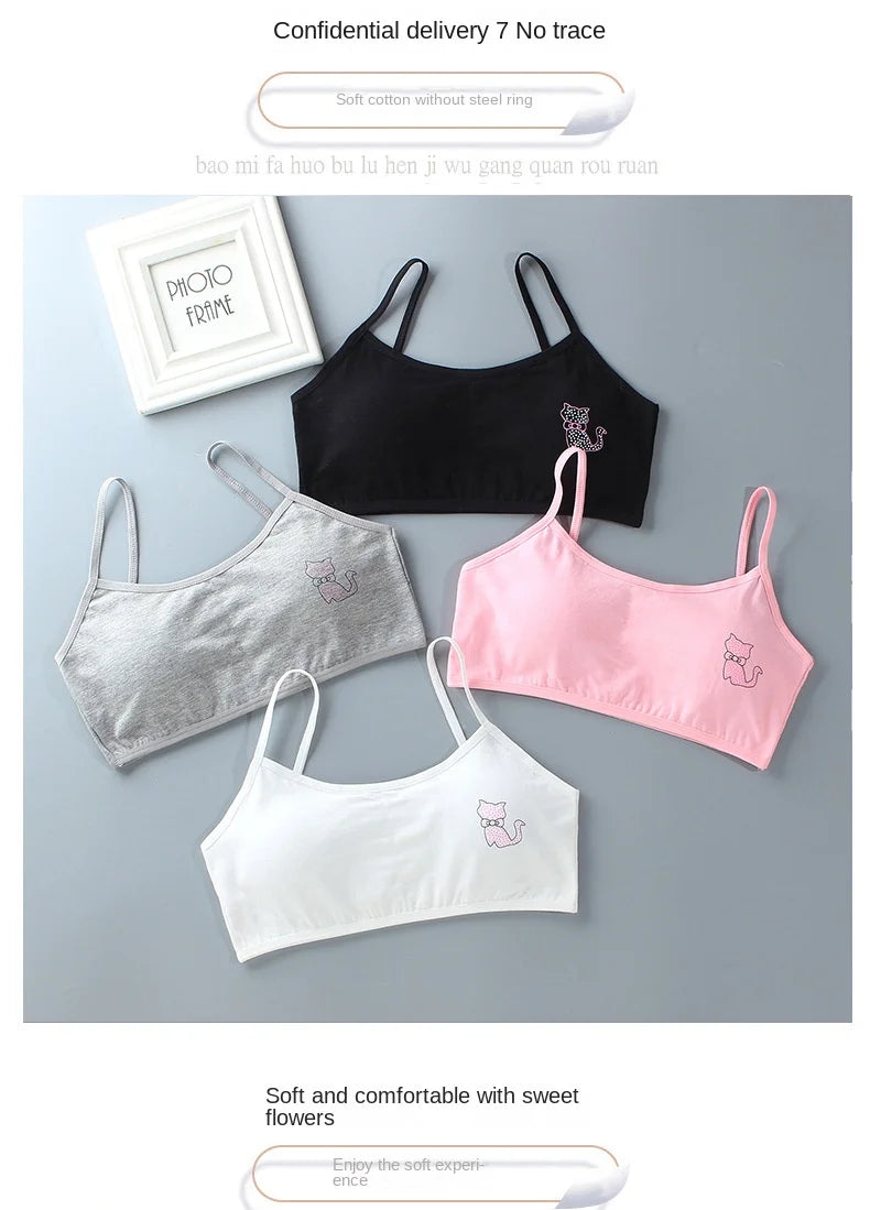 5 unids/lote Teeange niñas pequeñas sujetadores de entrenamiento Purbery School Girl Sujetador deportivo niños almohadilla para el pecho desmontable ropa interior niños Tops de tubo