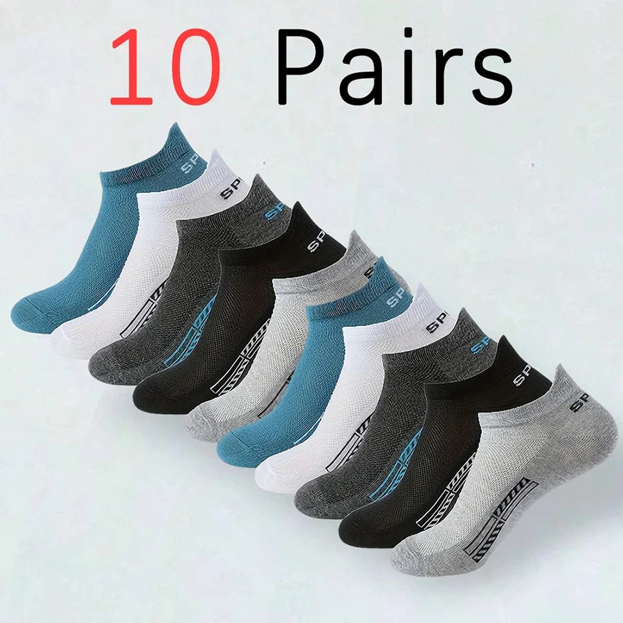 5/10/20/30 pares de calcetines tobilleros para hombre, calcetines invisibles transpirables con letras a la moda, estilo deportivo, a prueba de olores, absorbentes del sudor