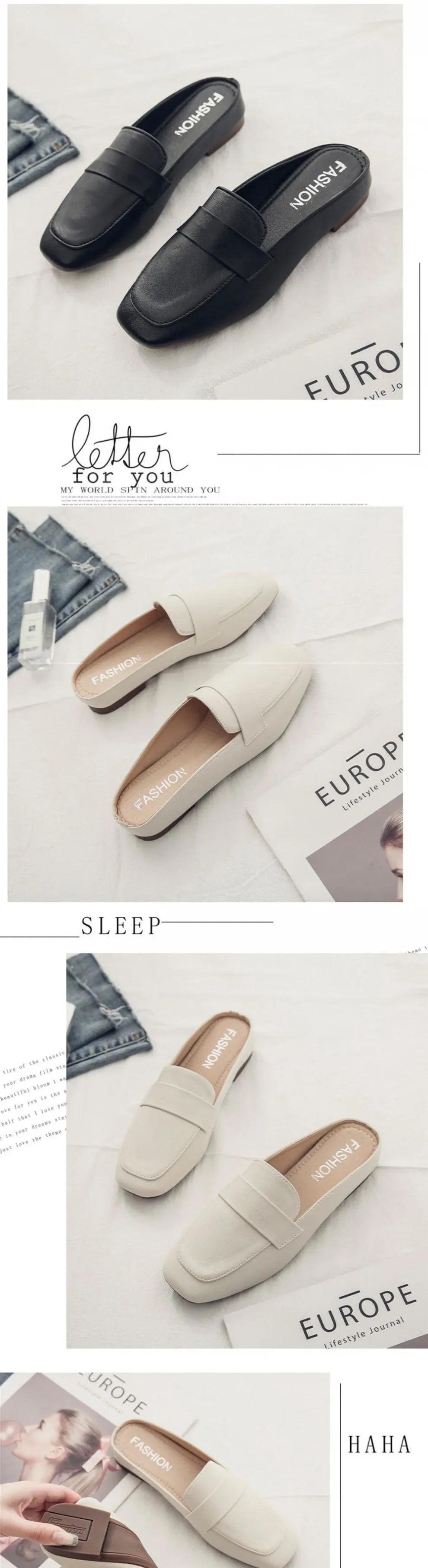 Baotou-Zapatillas planas de cuero suave para Mujer, Zapatos planos sin cordones, suela suave, 2024