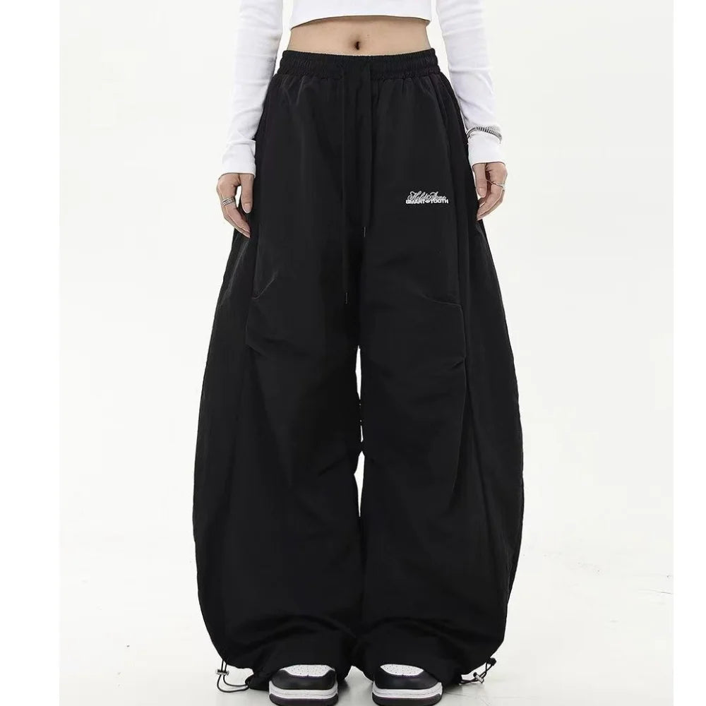 New In Women's Sweatpants Casual Matching Wide Leg Pant Chic Sportswear Loose Cargo Pants Drawstring Joggers Baggy Streetwear