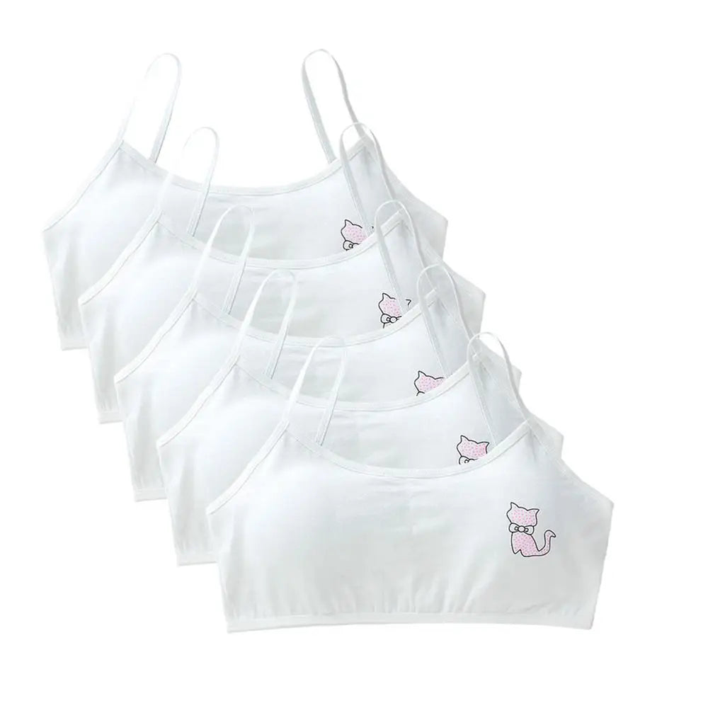 5 unids/lote Teeange niñas pequeñas sujetadores de entrenamiento Purbery School Girl Sujetador deportivo niños almohadilla para el pecho desmontable ropa interior niños Tops de tubo