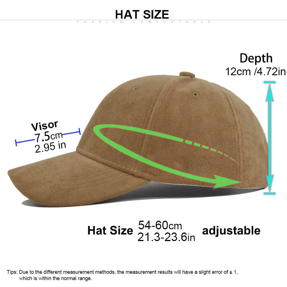 Gorras de béisbol de gamuza a la moda para hombre y mujer, gorra de hip hop retro sólida para otoño e invierno, gorra unisex ajustable con visera para el sol
