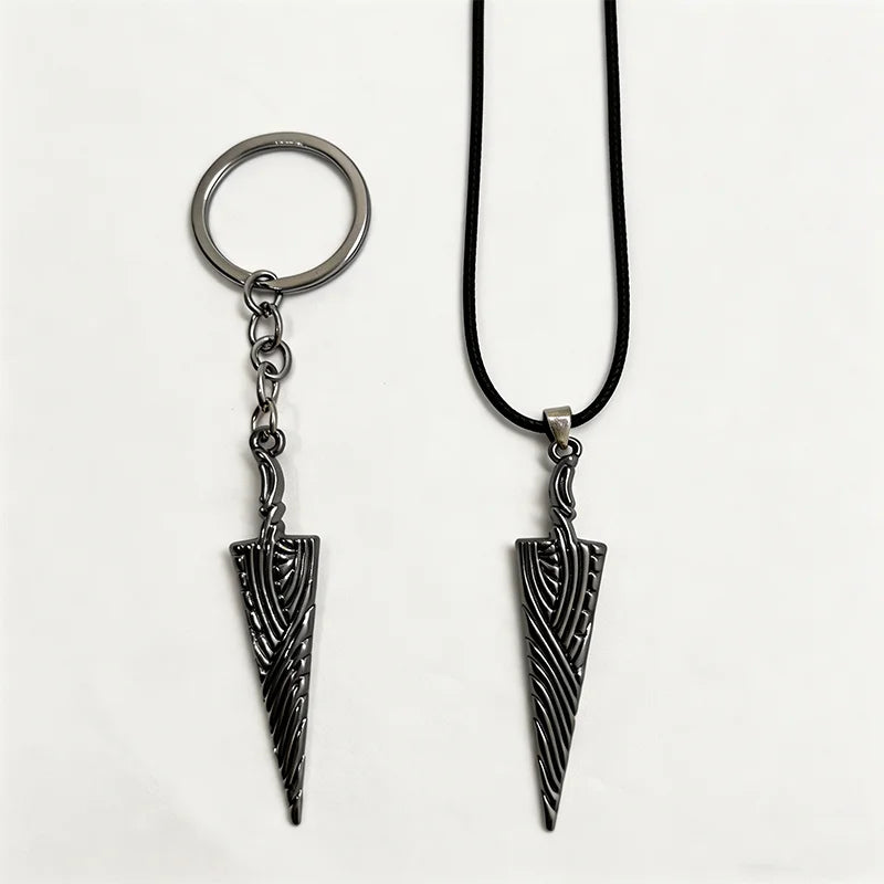 Juego de 2 llaveros y collares de Hollow Knight con colgante de hueso, cadena de cuerda negra, para hombres y mujeres, coleccionable para fans del juego