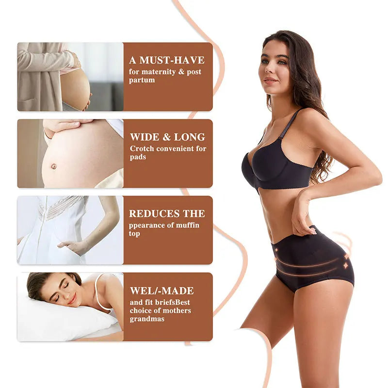 Bragas menstruales absorbentes de 4 capas a prueba de fugas para mujer, pantalones fisiológicos de flujo pesado, calzoncillos posparto de algodón de talla grande