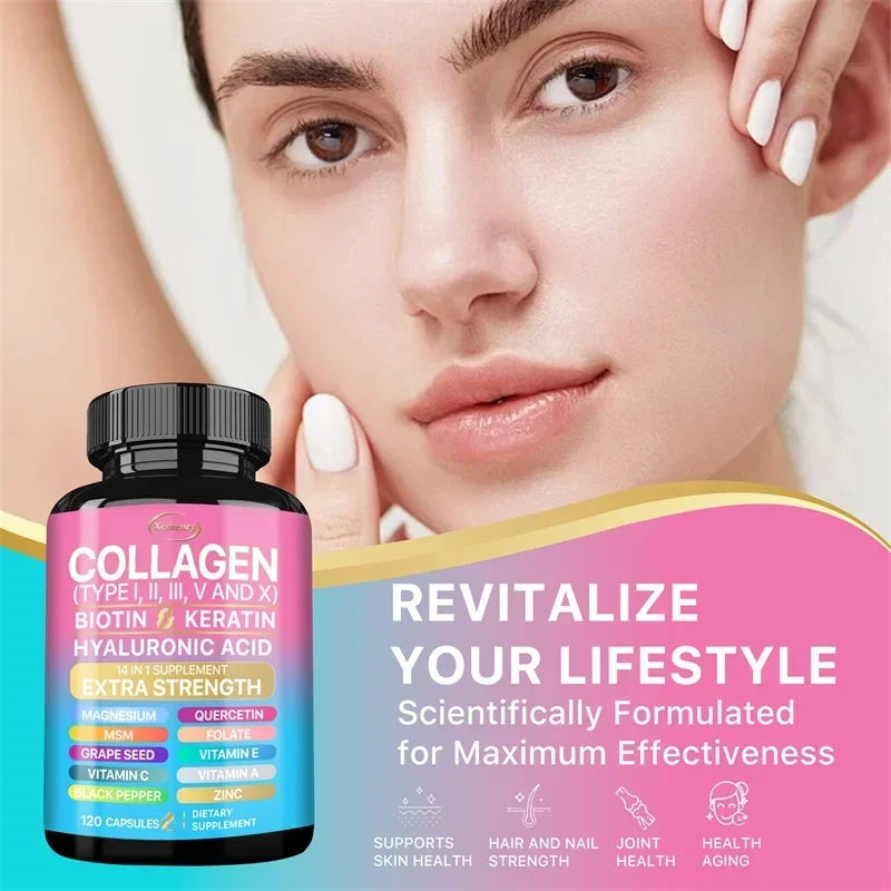 Suplemento de colágeno: apoya el cuidado de la piel, las uñas, el cabello, los antioxidantes y el sistema inmunológico