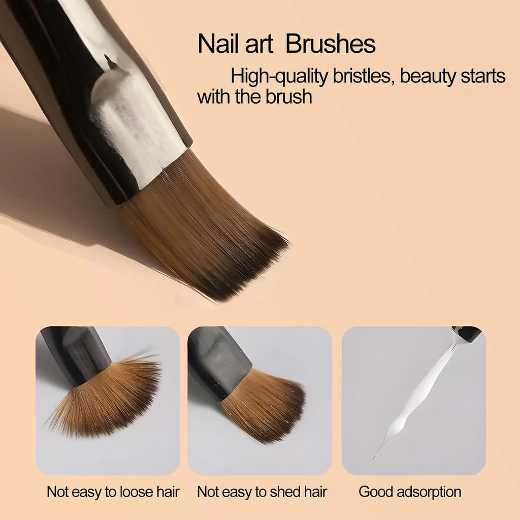 9 Bolígrafo de gel UV, pincel para uñas DIY, pincel para pintar acrílico, delineador de ojos para diseño de uñas, herramientas de pintura para exhibición de puntas de uñas.
