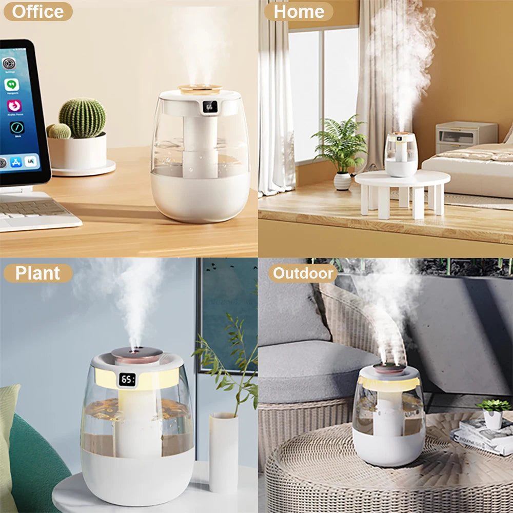 Humidificador de aire profesional de gran capacidad, doble puerto de pulverización, máquina de niebla para el hogar, habitación, oficina, humidificador de aire de escritorio silencioso