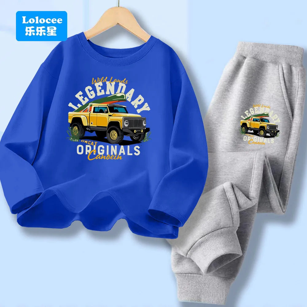 Conjuntos de camisetas y pantalones largos para niños, camisetas y pantalones de manga larga, conjuntos de 2 uds para niños, conjuntos geniales, ropa de moda para niños YYPK1