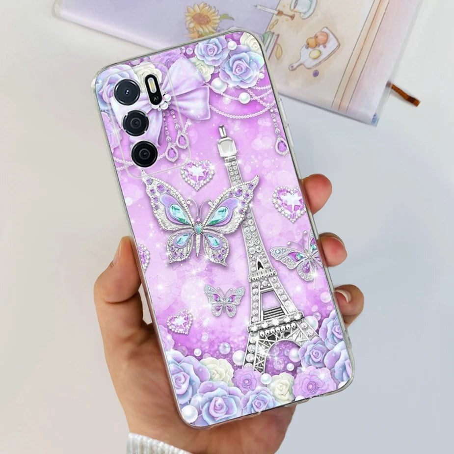 Para Oppo A16 A16s funda elegante pintada contraportada suave funda de teléfono delgada para Oppo A16s OppoA16 s CPH2269 Coque Fundas carcasa de parachoques