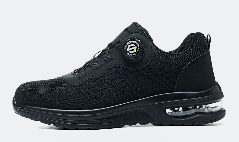 Nuevos zapatos de seguridad con hebilla giratoria para hombre, botas de trabajo ligeras antiimpacto y antiperforación, diseño deportivo de moda para exteriores profesionales