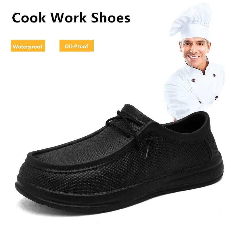 Zapatos de trabajo de cocina para hombre, zapatos de Chef impermeables antideslizantes, zapatos de trabajo informales a la moda para hombre, zapatos de agua para exteriores de talla grande 40-47