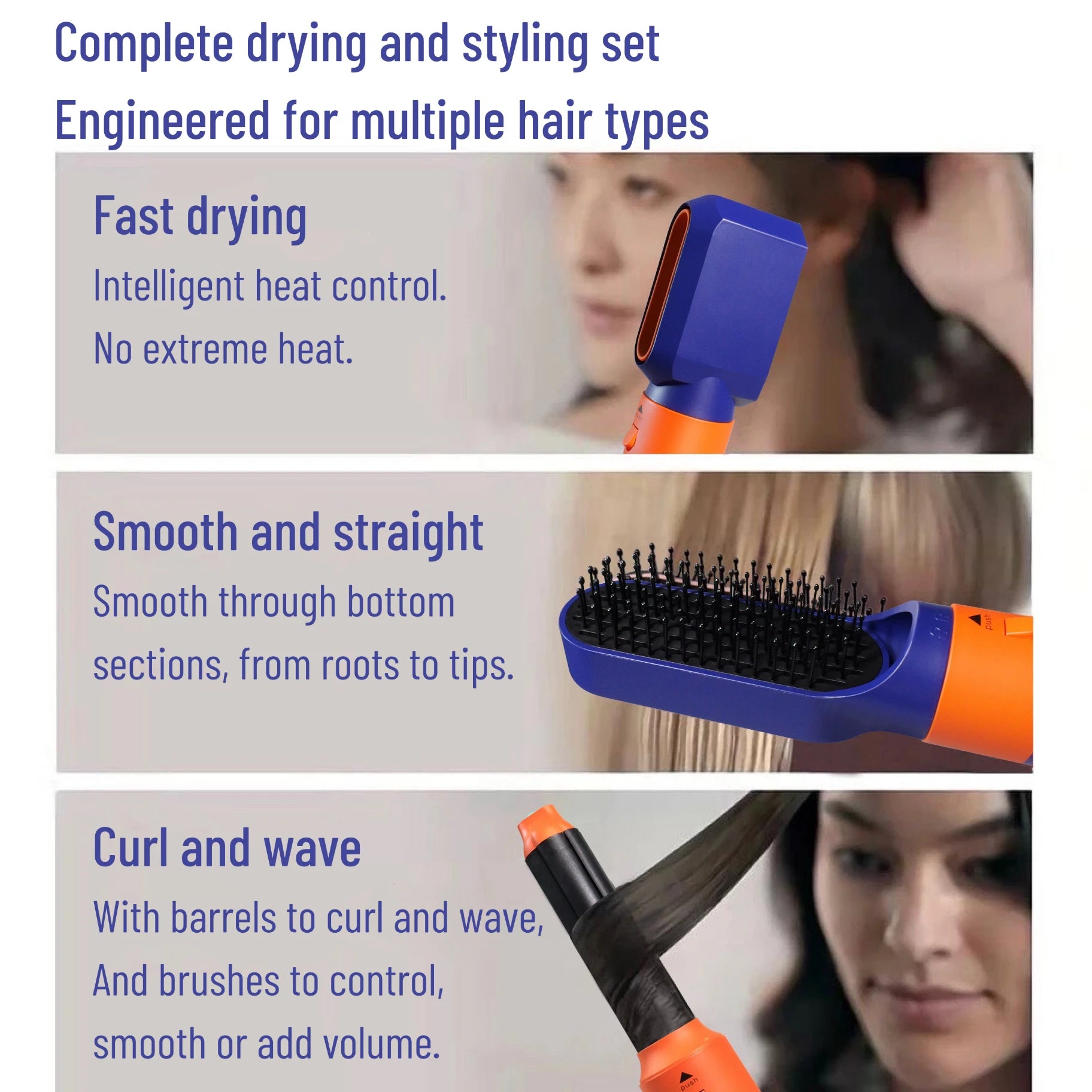 Estilizador de cabello 6 en 1, nuevo secador de pelo liso para cabello, estilizador de cabello 6 en 1 con barril rizado, cepillo de aire caliente, herramienta de estilismo MultiStyler