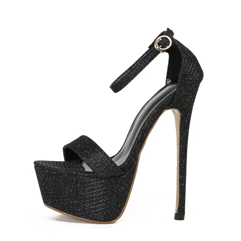 Liyke modelo pasarela sandalias de plataforma con lentejuelas para mujer Sexy punta abierta fiesta Nachtclub tacones de Stripper zapatos de baile de barra tamaño 34-46