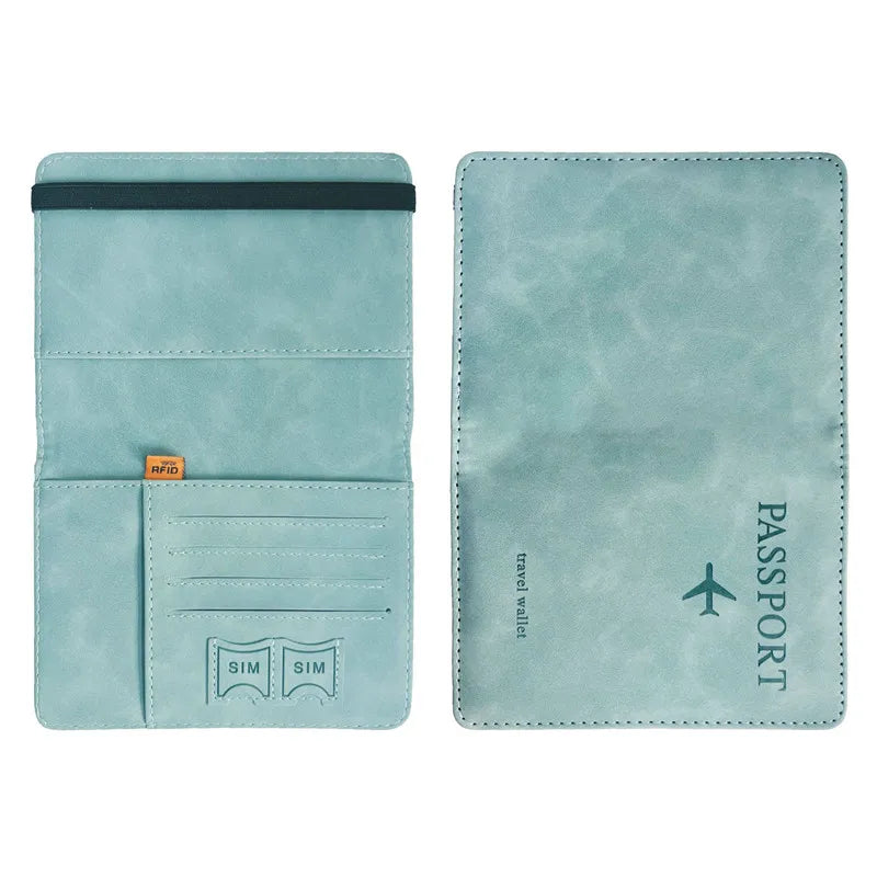Fundas para pasaporte de negocios Vintage RFID para hombre y mujer, soporte multifunción para tarjetas bancarias de identificación, funda tipo billetera de cuero PU, accesorios de viaje