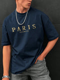 Camisetas con estampado gráfico de letras de ciudad romántica de París, ropa holgada de verano para hombre, camiseta holgada de algodón de gran tamaño, camisetas suaves de calle