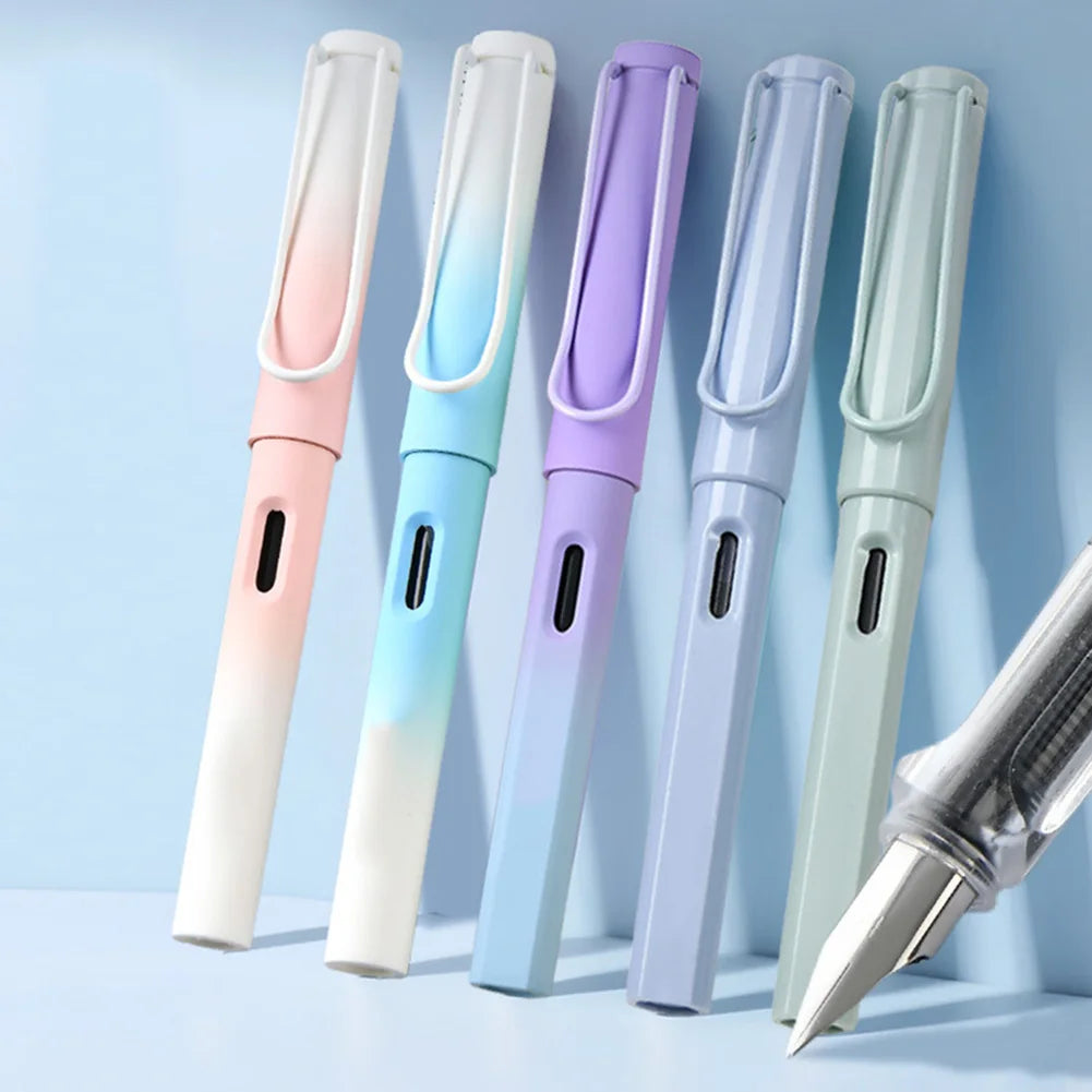 Pluma estilográfica gradiente, plumas estilográficas recargables, escritura suavizante, práctica de caligrafía, papelería, suministros escolares y de oficina, pluma de tinta