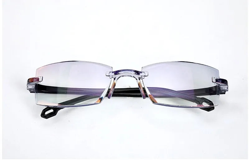 2 pares nuevos hombres mujeres gafas de lectura sin montura Anti luz azul bifocal aumento lejano gafas para presbicia + 150 + 200