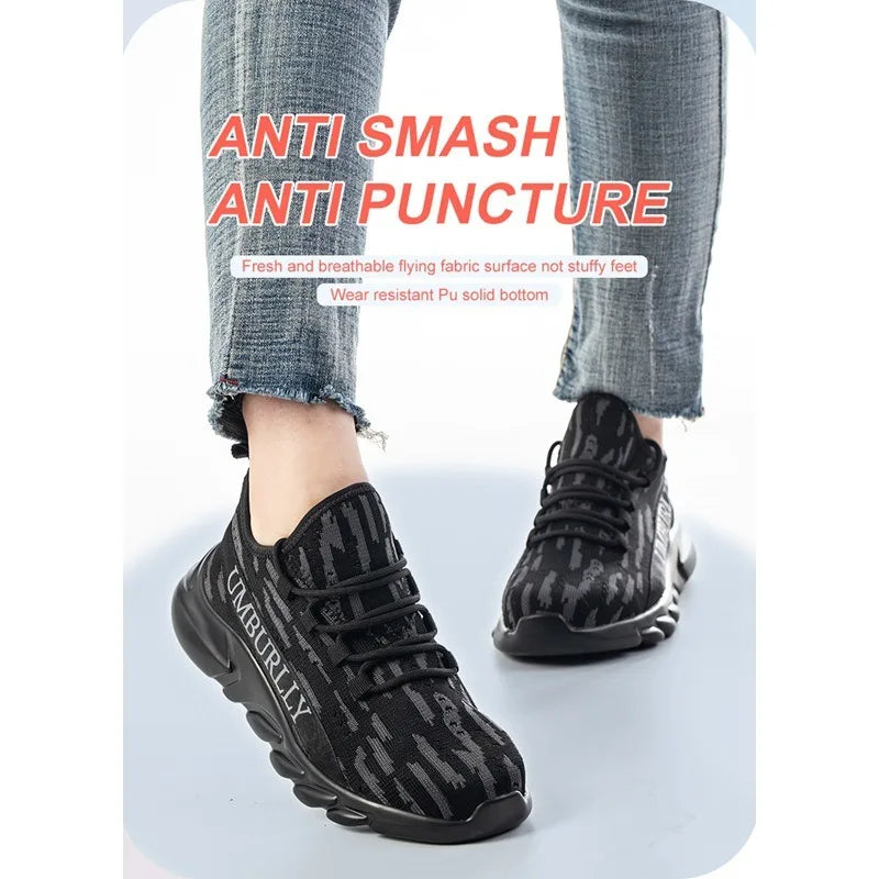 Zapatos de protección laboral para mujer, antigolpes, antiperforación, ligeros, transpirables, duraderos, cómodos zapatos de trabajo