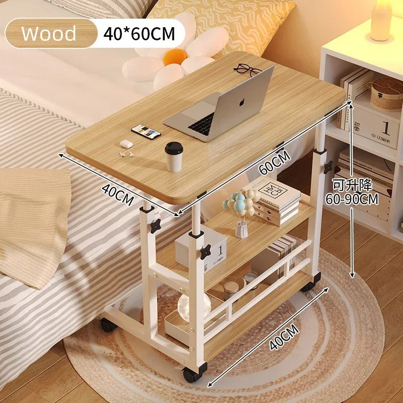 Escritorio para ordenador portátil ajustable Simple con ruedas, mesita de noche móvil, mesa elevadora para ordenador, escritorio para dormitorio, oficina, mesa de estudio portátil
