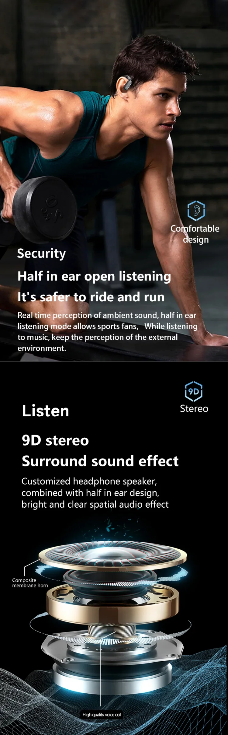 Para CB & JBL Bluetooth TWS auriculares inalámbricos A520 Auricles auriculares ganchos para las orejas juego auriculares deportivos Control táctil auriculares con micrófono