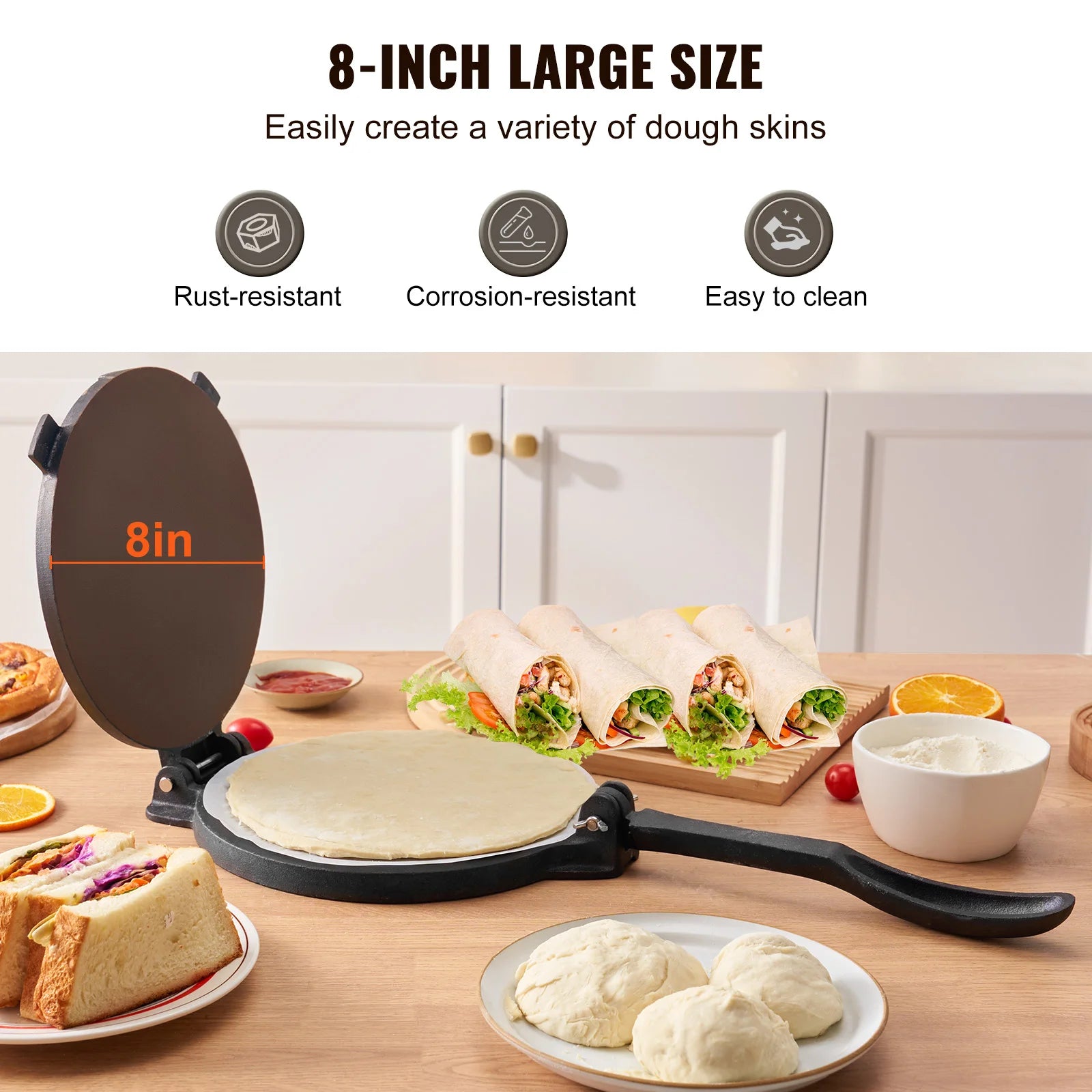 SucceBuy Tortilla PressCast Iron Heavy Duty Tortilladora Press Dough Maker para Tortilla de Harina