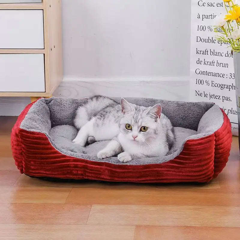 Cama Rectangular de Felpa Suave para Perros, Sofá Cálido Antideslizante para Gatos y Perros Pequeños, Cojín de Corduroy