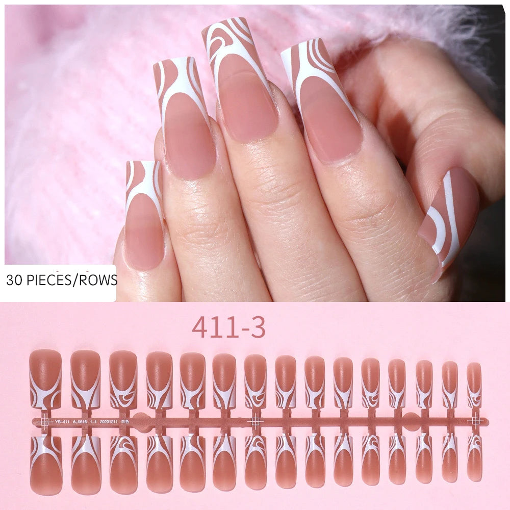 120 Uds. De uñas postizas francesas cuadradas medianas, colores Base marrón y rosa, puntas de uñas de Gel falsas mate aptas para mujeres y niñas, uñas postizas acrílicas