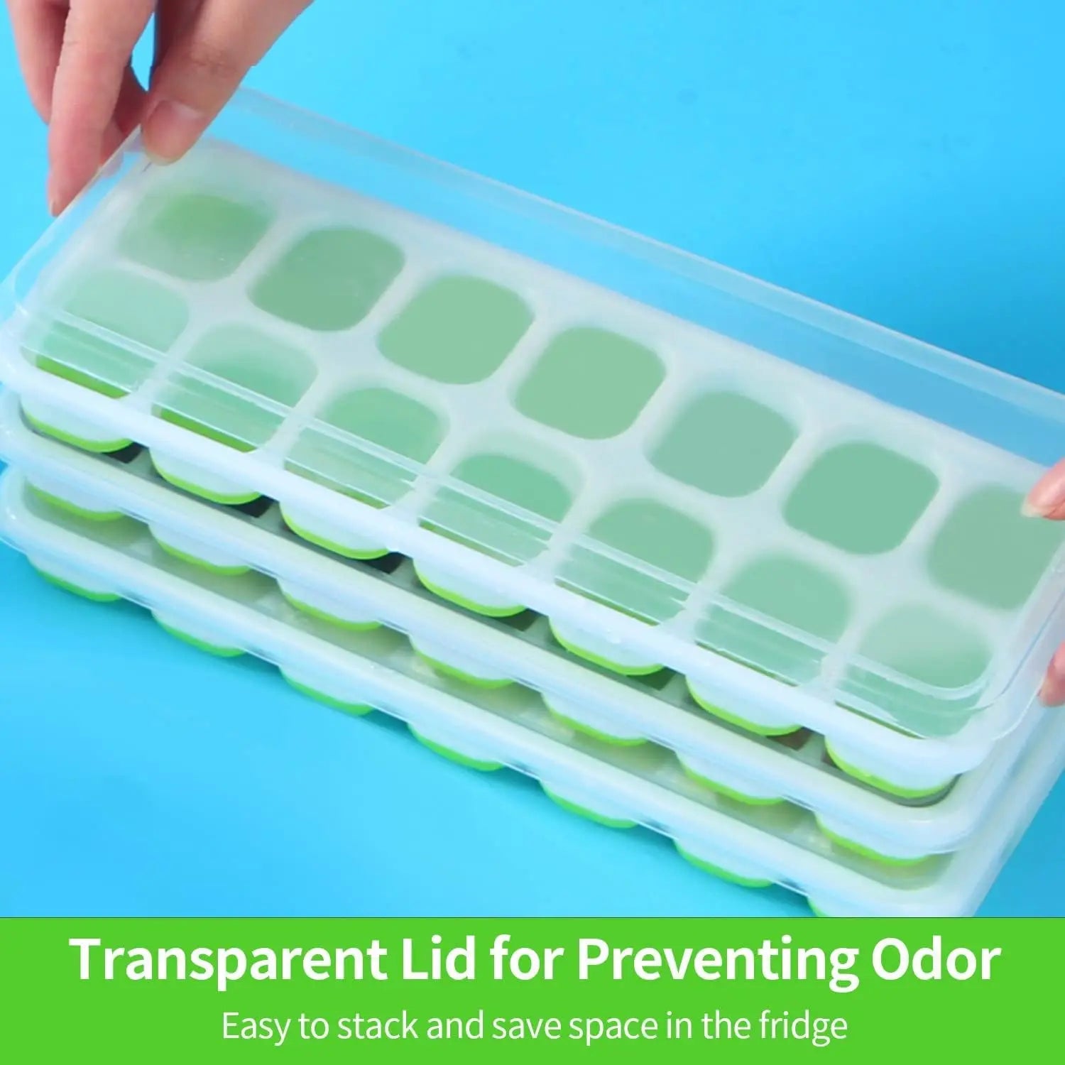 Bandeja para cubitos de hielo, molde de silicona con cubierta cuadrada de 14 cubos, moldes para cubitos de hielo de fácil liberación, barra de cocina de verano, herramientas para hacer bebidas heladas DIY