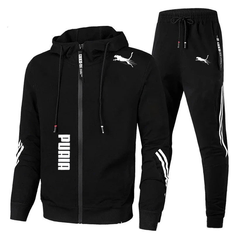 Conjunto de chándal de primavera y otoño para hombre, Sudadera con capucha de manga larga y Joggers, ropa deportiva de 2 piezas para correr y Fitness, ropa informal